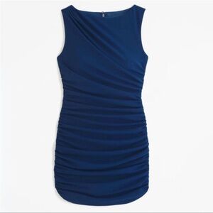 Abercrombie & Fitch Navy Ruched Sleeveless Mini Dress